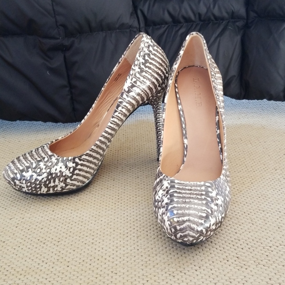 L.A.M.B snakeskin shoes